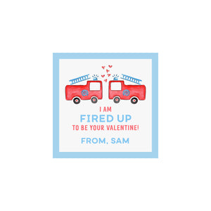 Fire Truck Valentine Gift Tags & Stickers