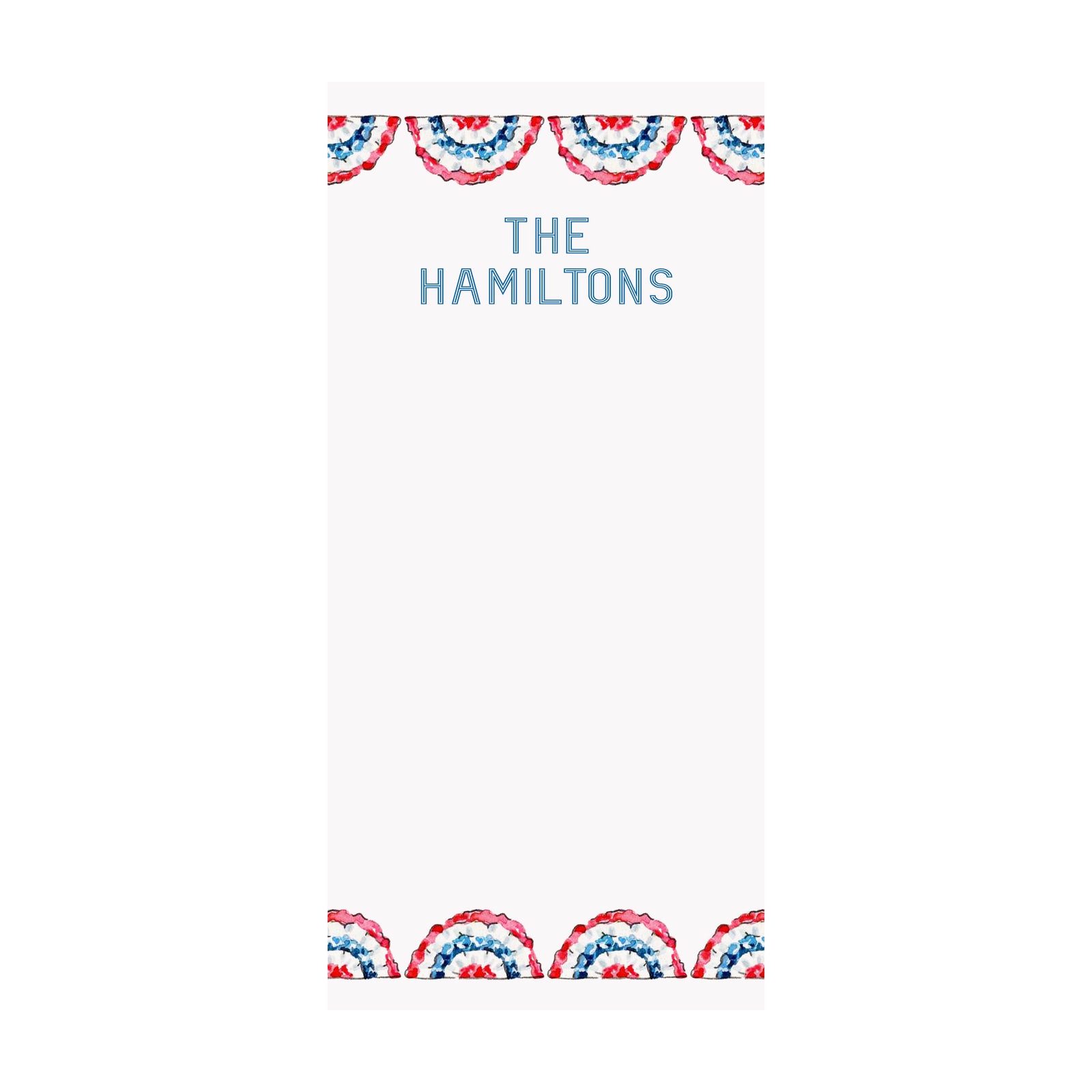 American Flag Bunting- Notepad- Personalized