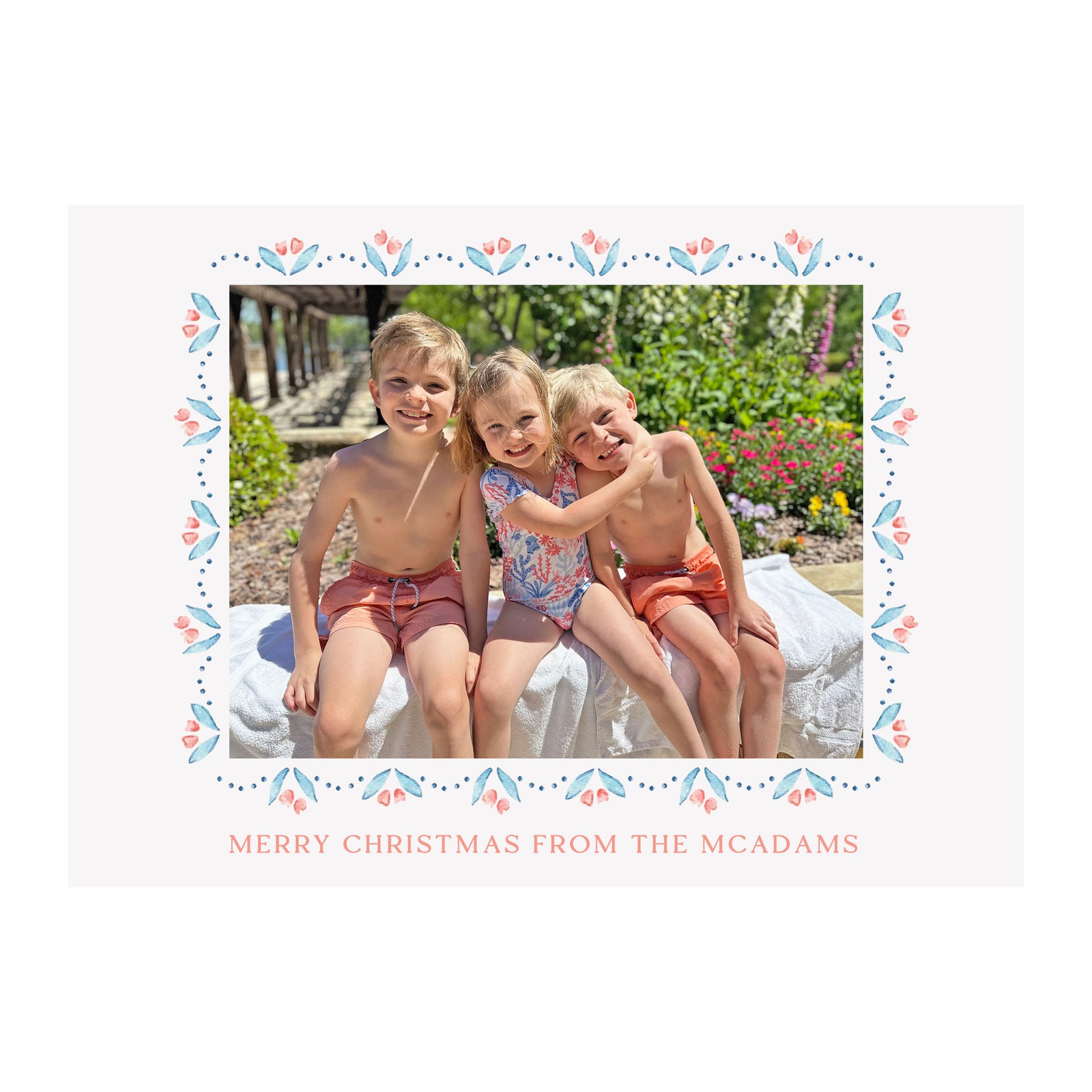 French Scallop Garland Holiday Photo Cards