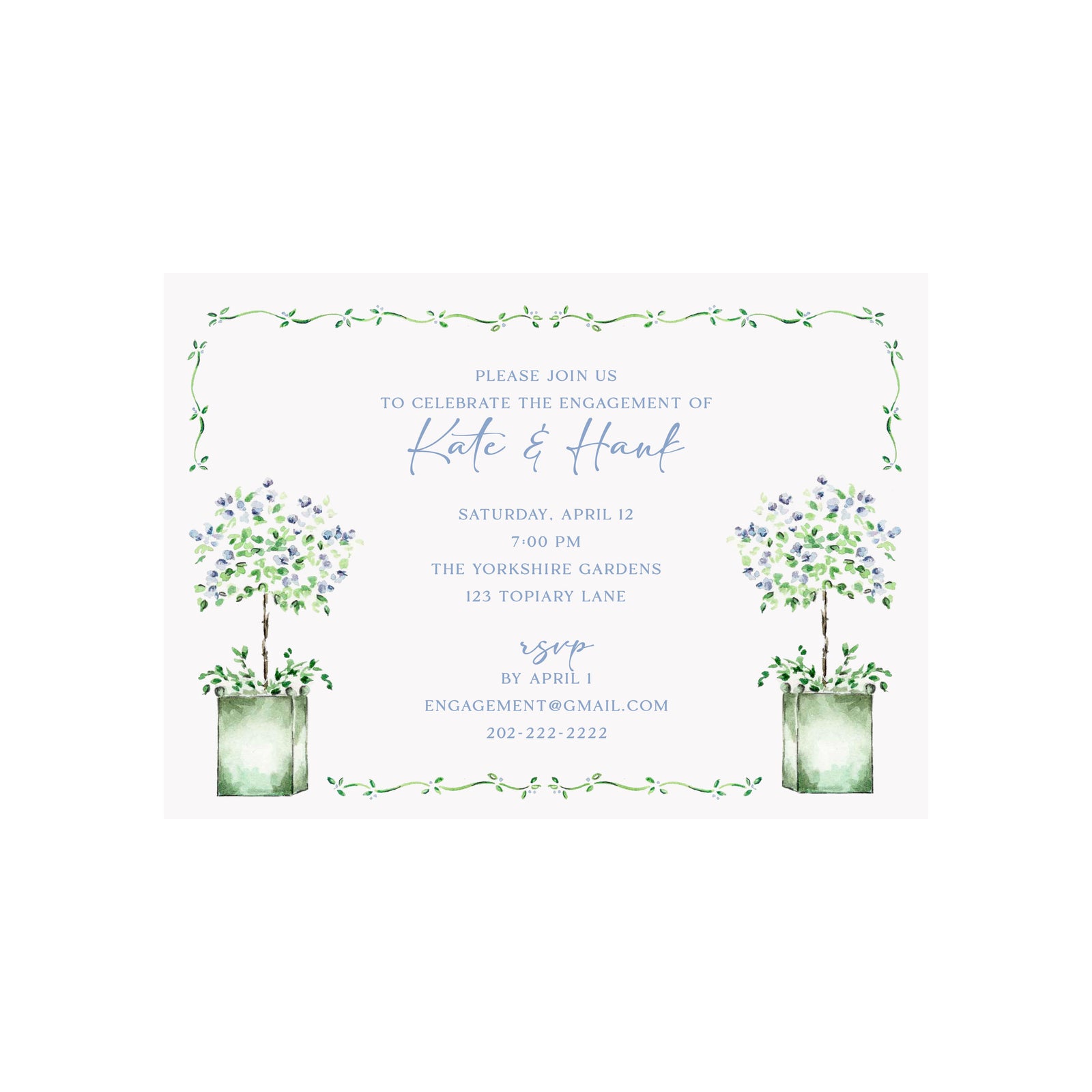 Garden Topiaries Invitation