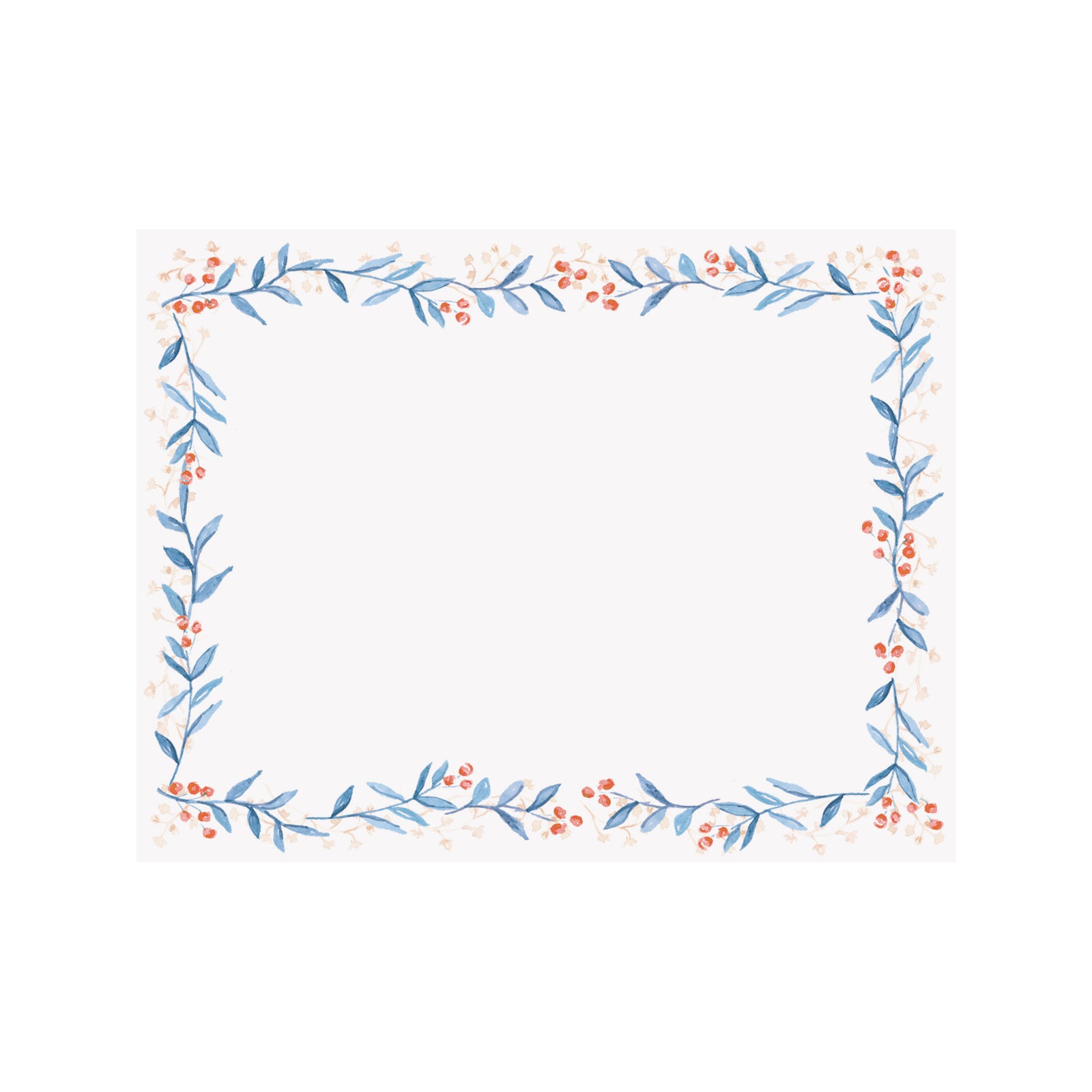 Blue Garland Border Holiday Note Card