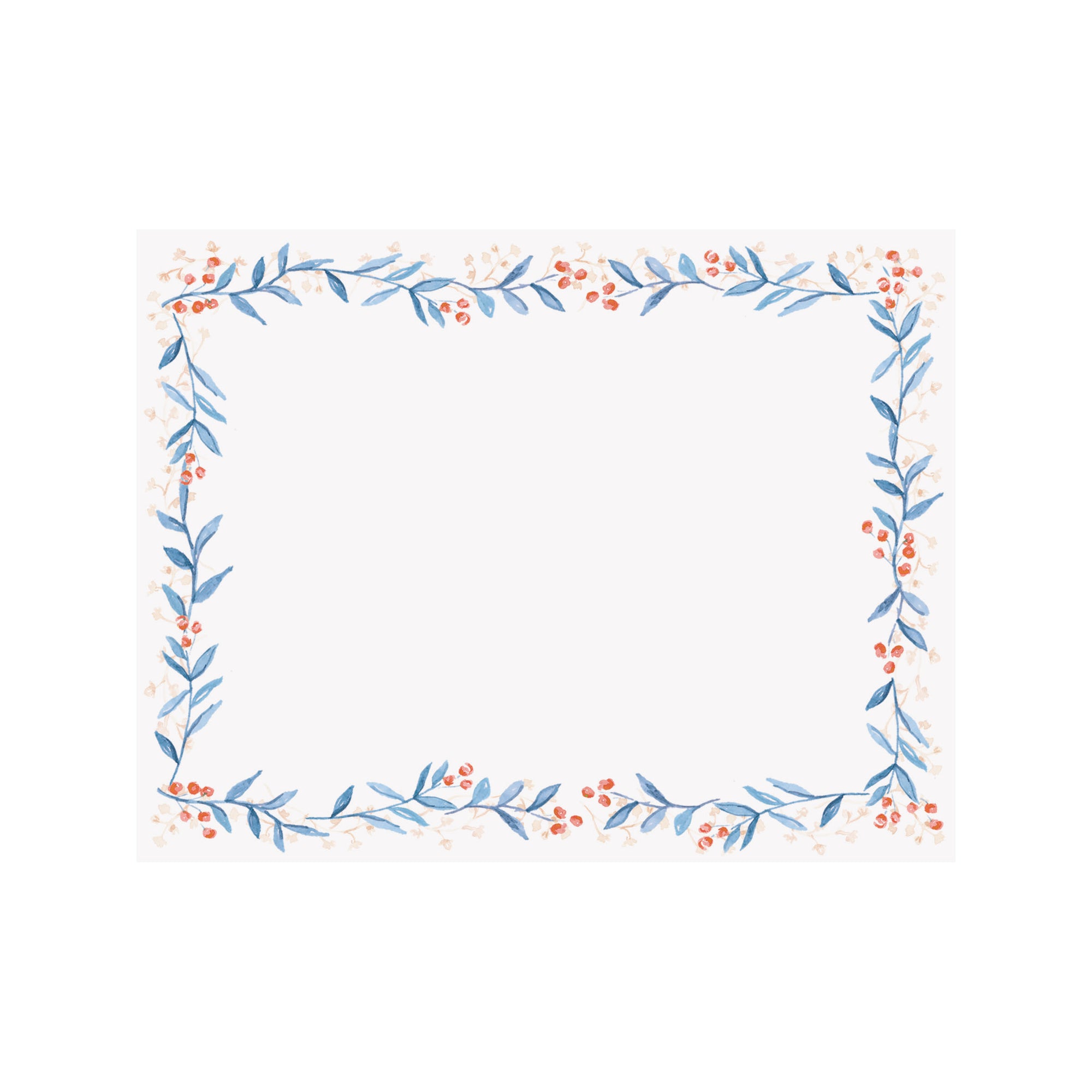 Blue Garland Border Holiday Note Card