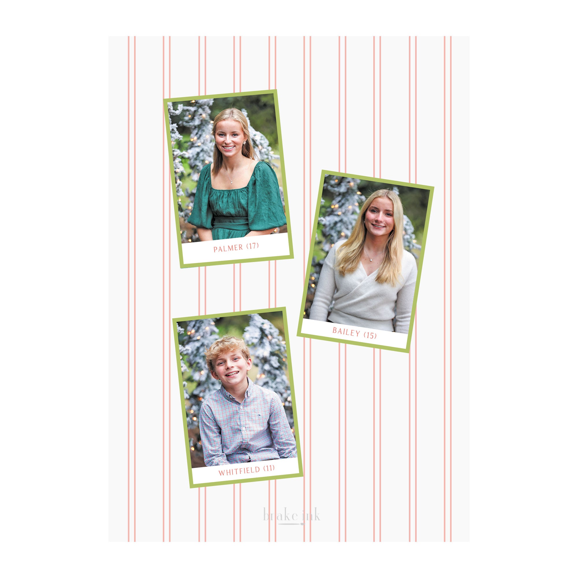 Paperwhite Green & Coral Holiday Photo Cards