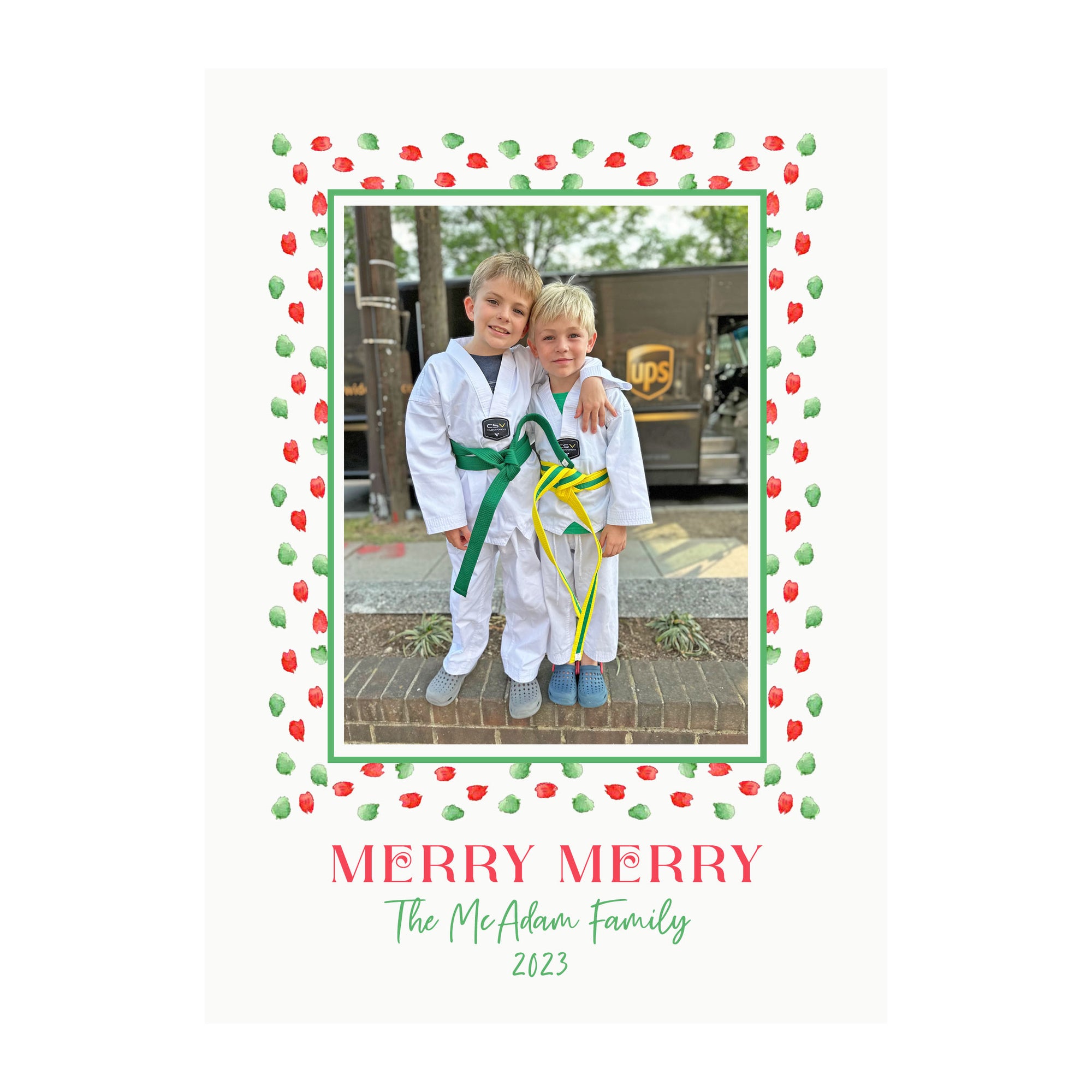 Christmas Confetti Holiday Photo Cards- Red/Green