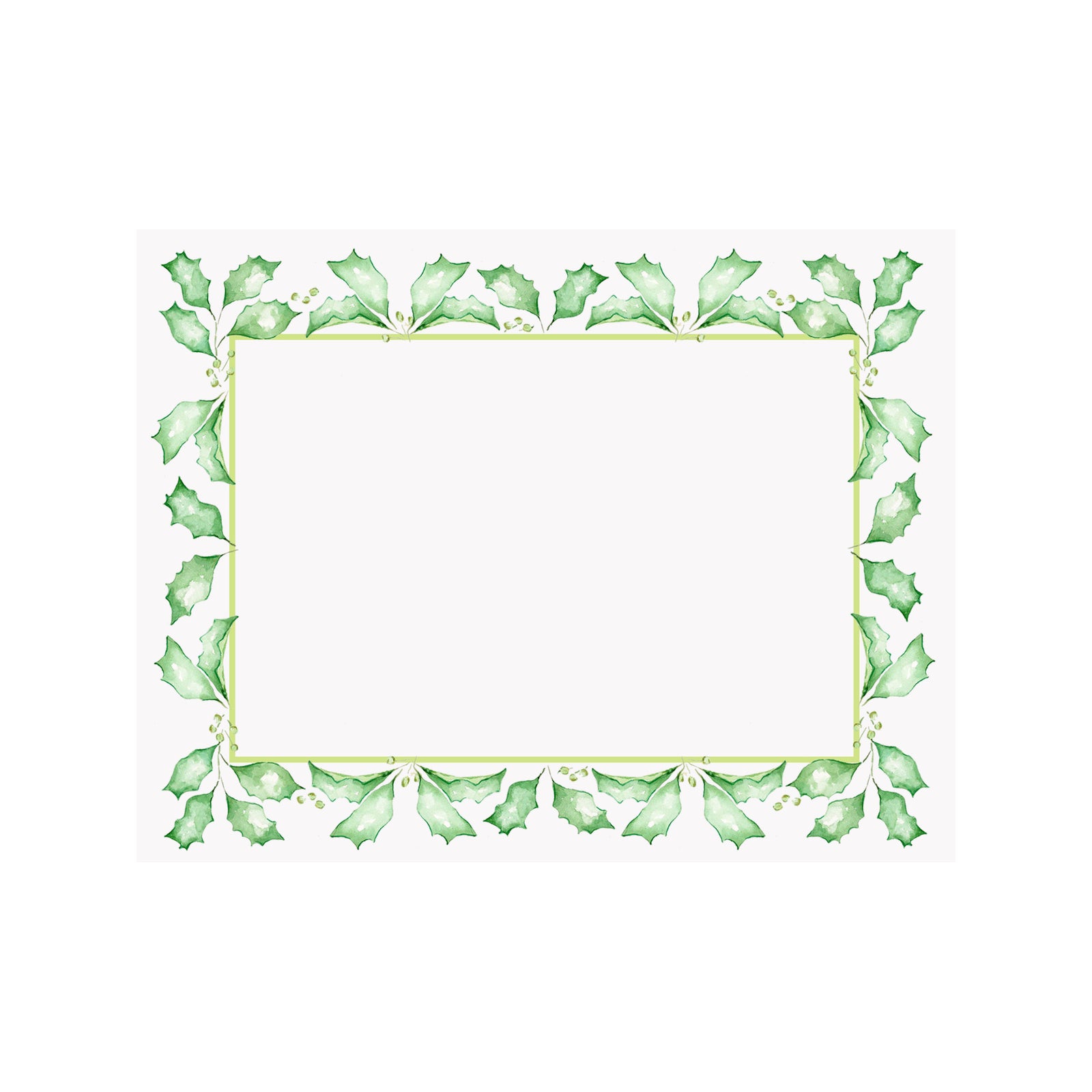 Holly Leaves Border Holiday Note Card