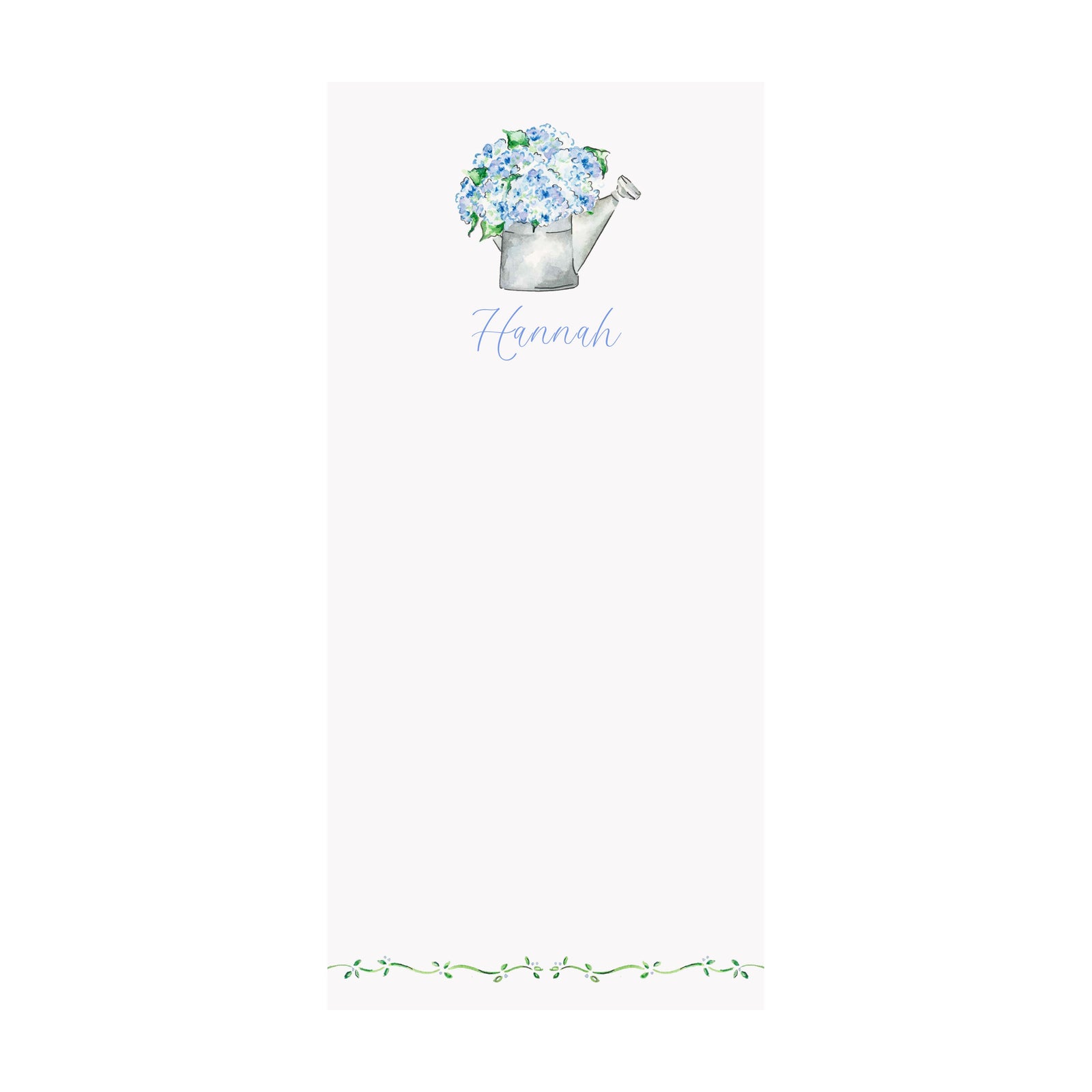 Hydrangea Watering Can Notepad- Personalized