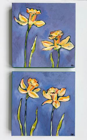 Original Artwork- Pair of Floral Paintings- Daffodils