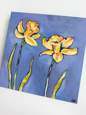 Original Artwork- Pair of Floral Paintings- Daffodils