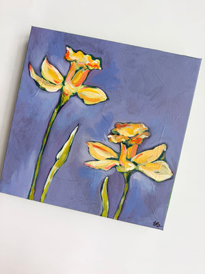 Original Artwork- Pair of Floral Paintings- Daffodils