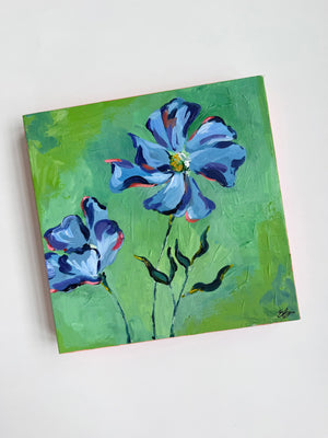 Original Artwork- Pair of Floral Paintings- Cosmos