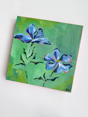 Original Artwork- Pair of Floral Paintings- Cosmos
