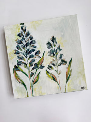 Original Artwork- Pair of Floral Paintings- Delphinium