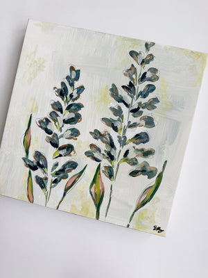 Original Artwork- Pair of Floral Paintings- Delphinium