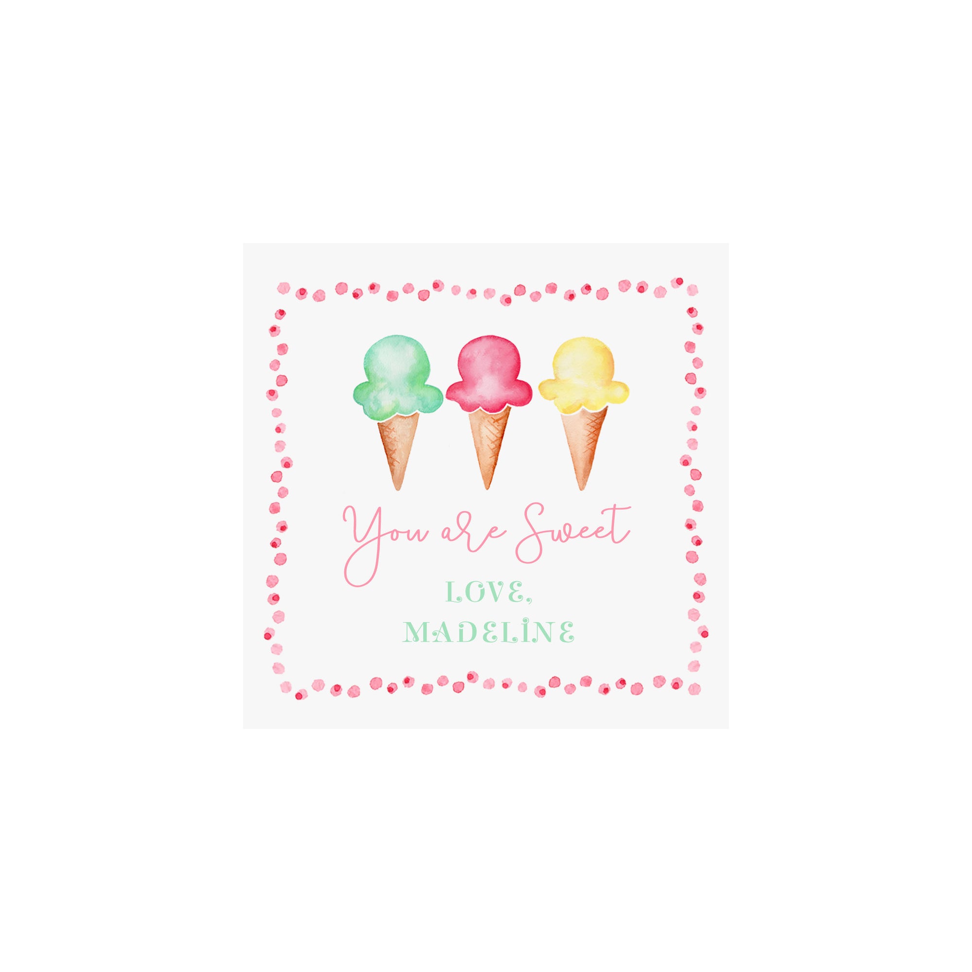 Ice Cream Cones Valentine Gift Tags & Stickers
