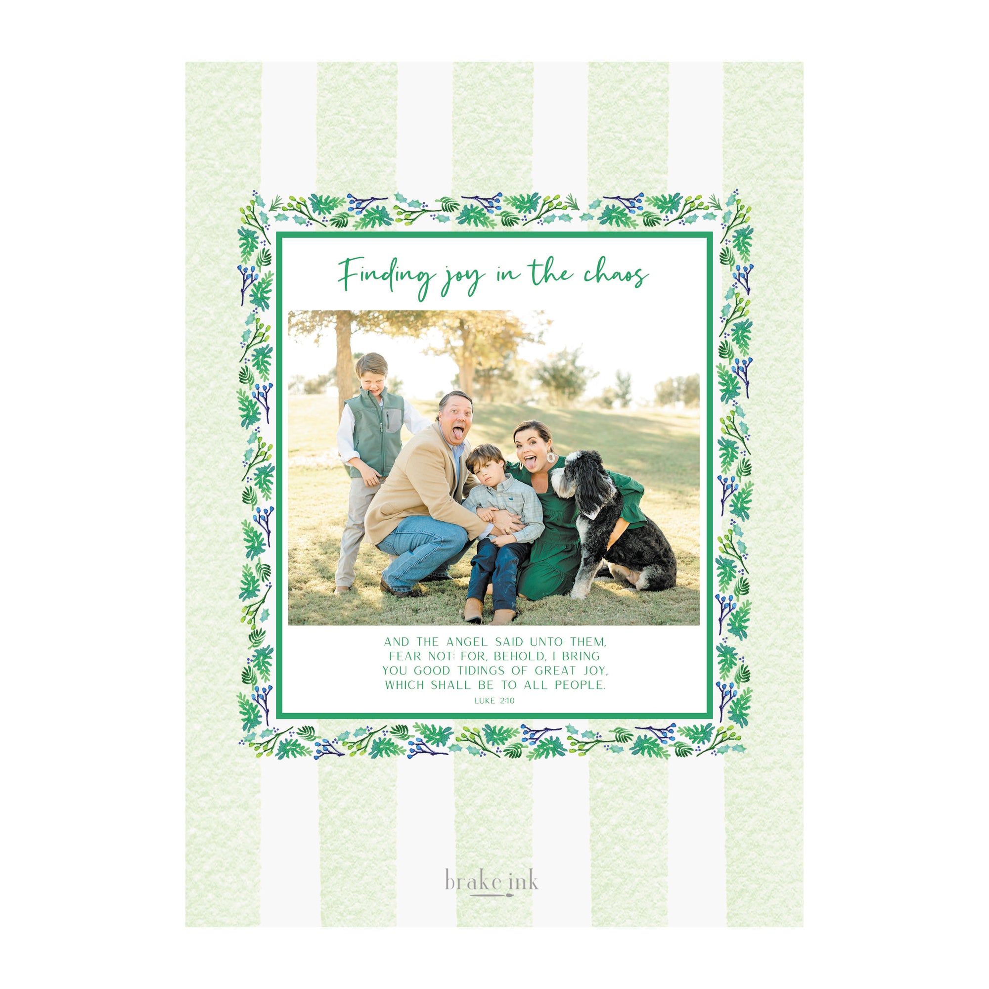 Pine Garland Holiday Photo Cards- Peach