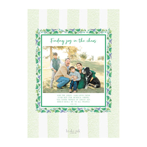 Pine Garland Holiday Photo Cards- Peach