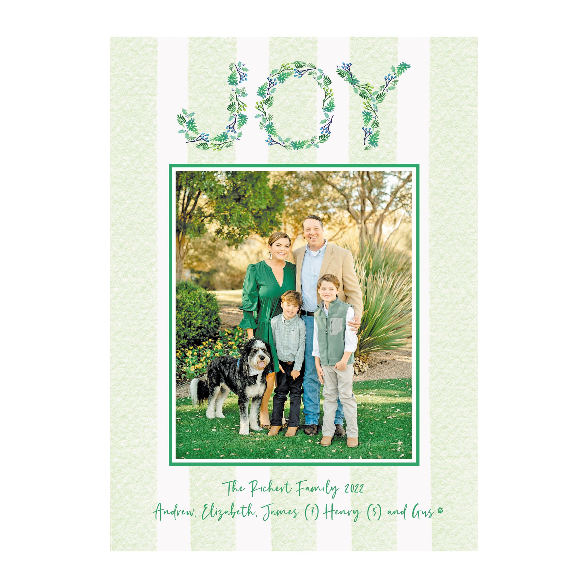 Pine Garland Holiday Photo Cards- Peach