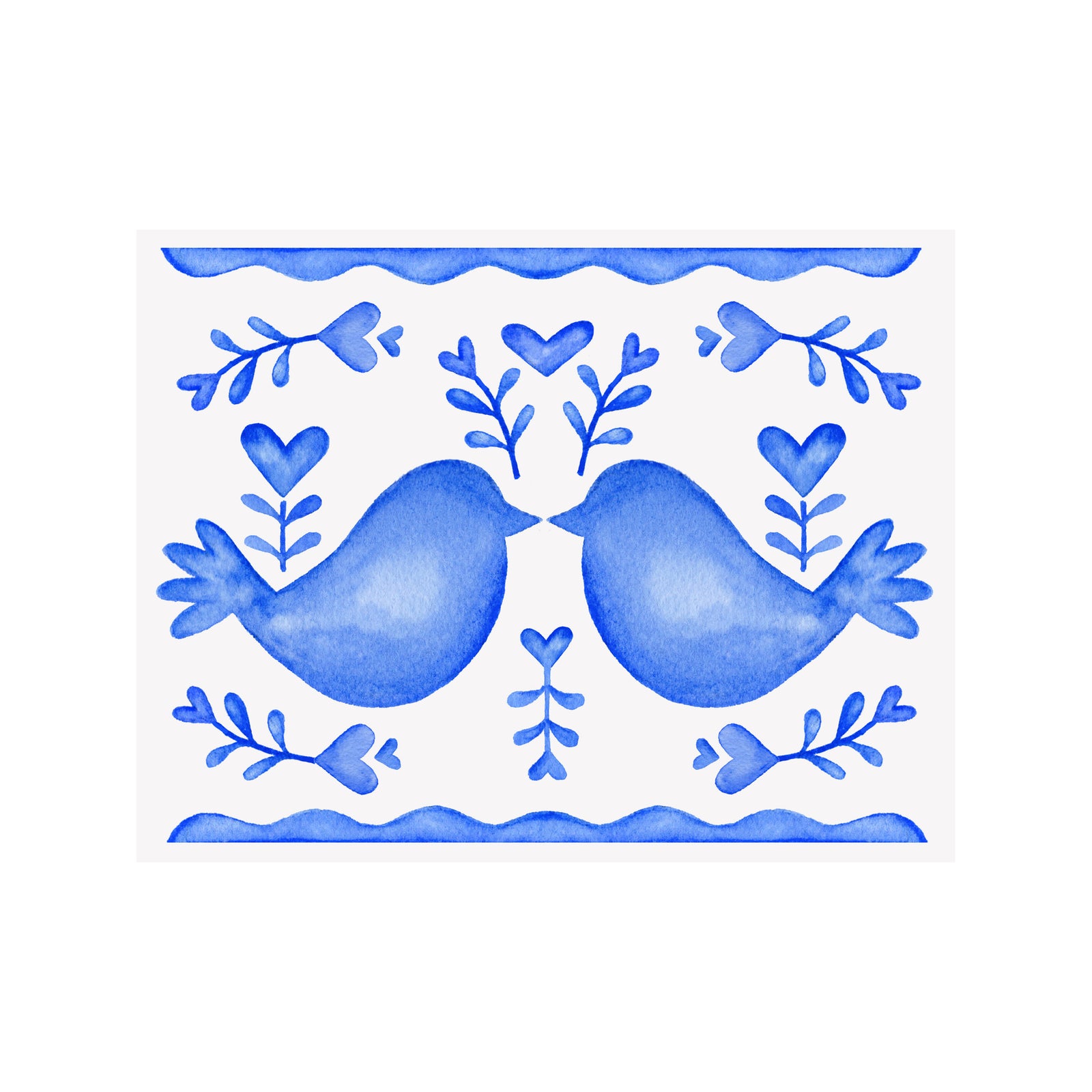 Lovebirds Heart Card- Blue