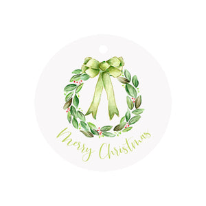 Magnolia Wreath Circular Round Gift Tags