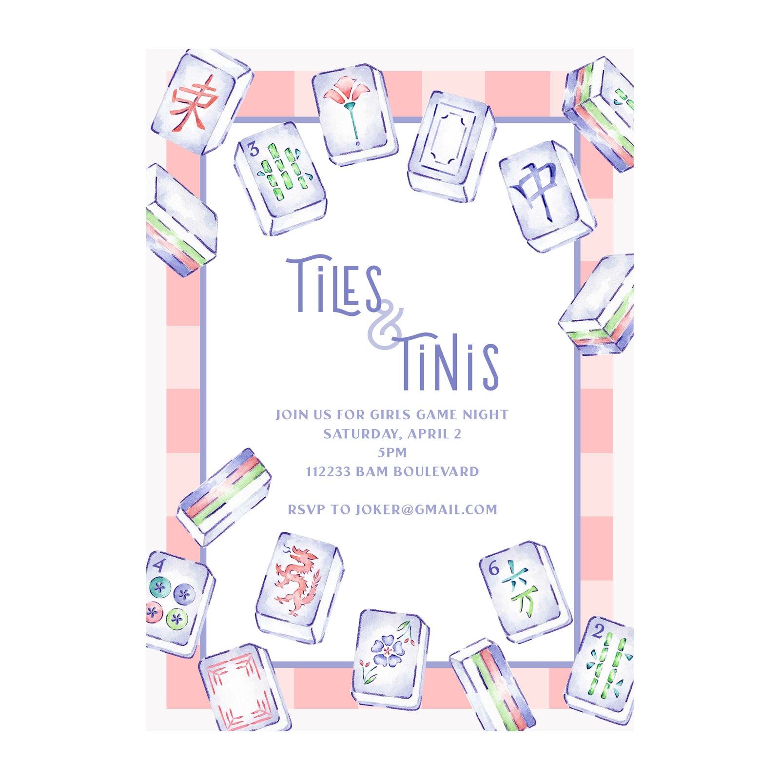 Mahjong Game Night Invitation