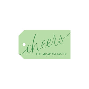 Script Names Personalized Angled/Drilled Gift Tags- Green