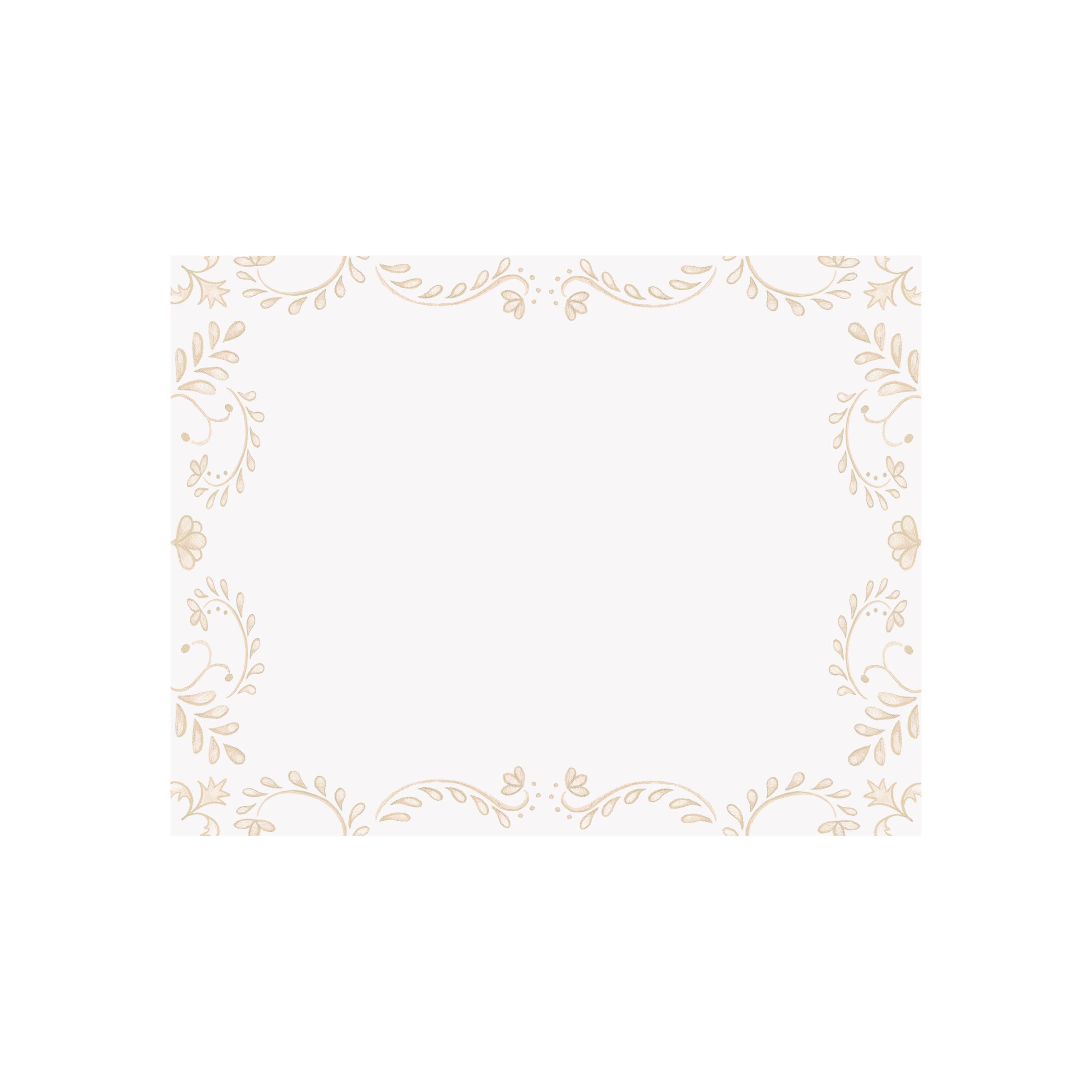 Neutral Chinoiserie Border Note Card - Brake Ink Stationery