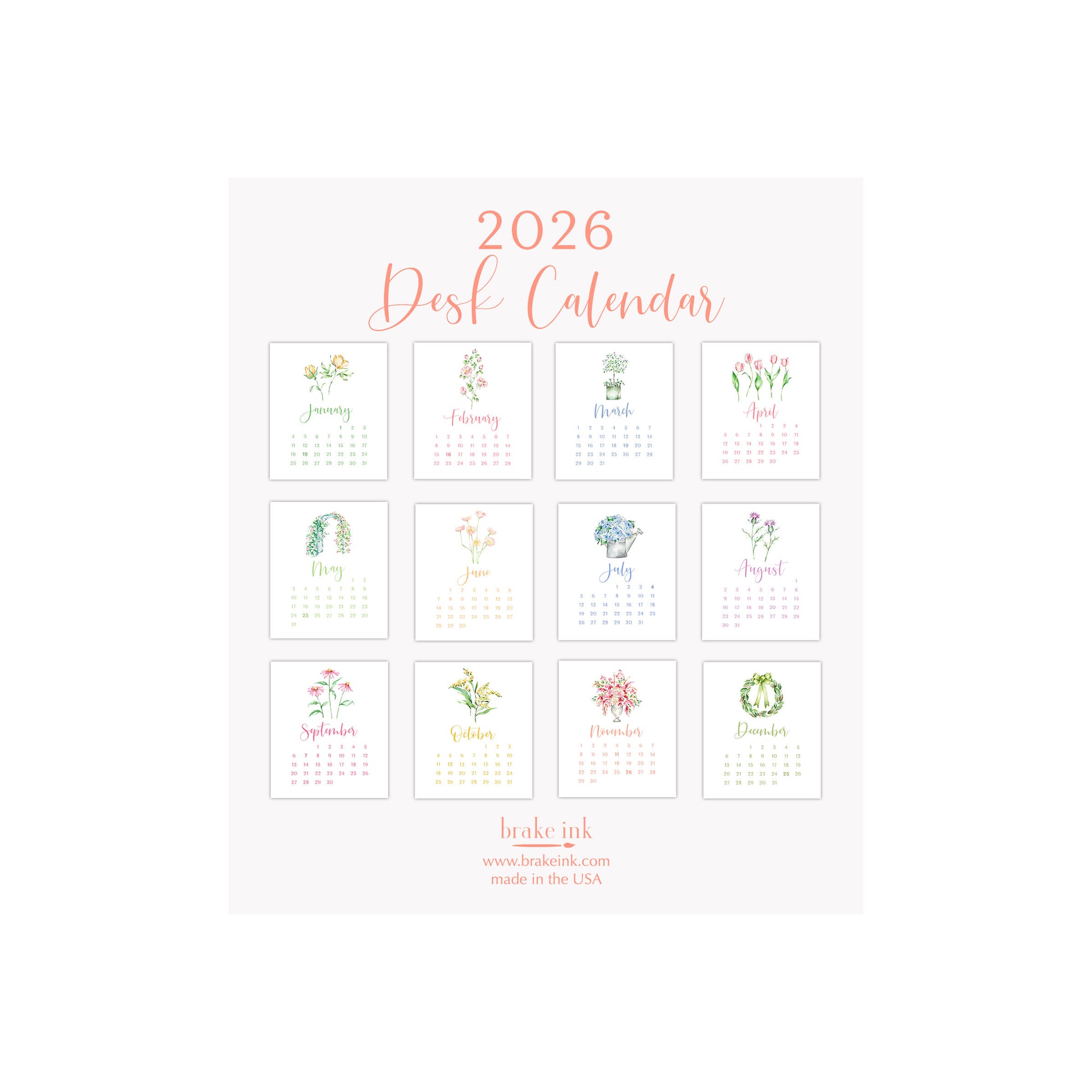 2026 Desk Calendar