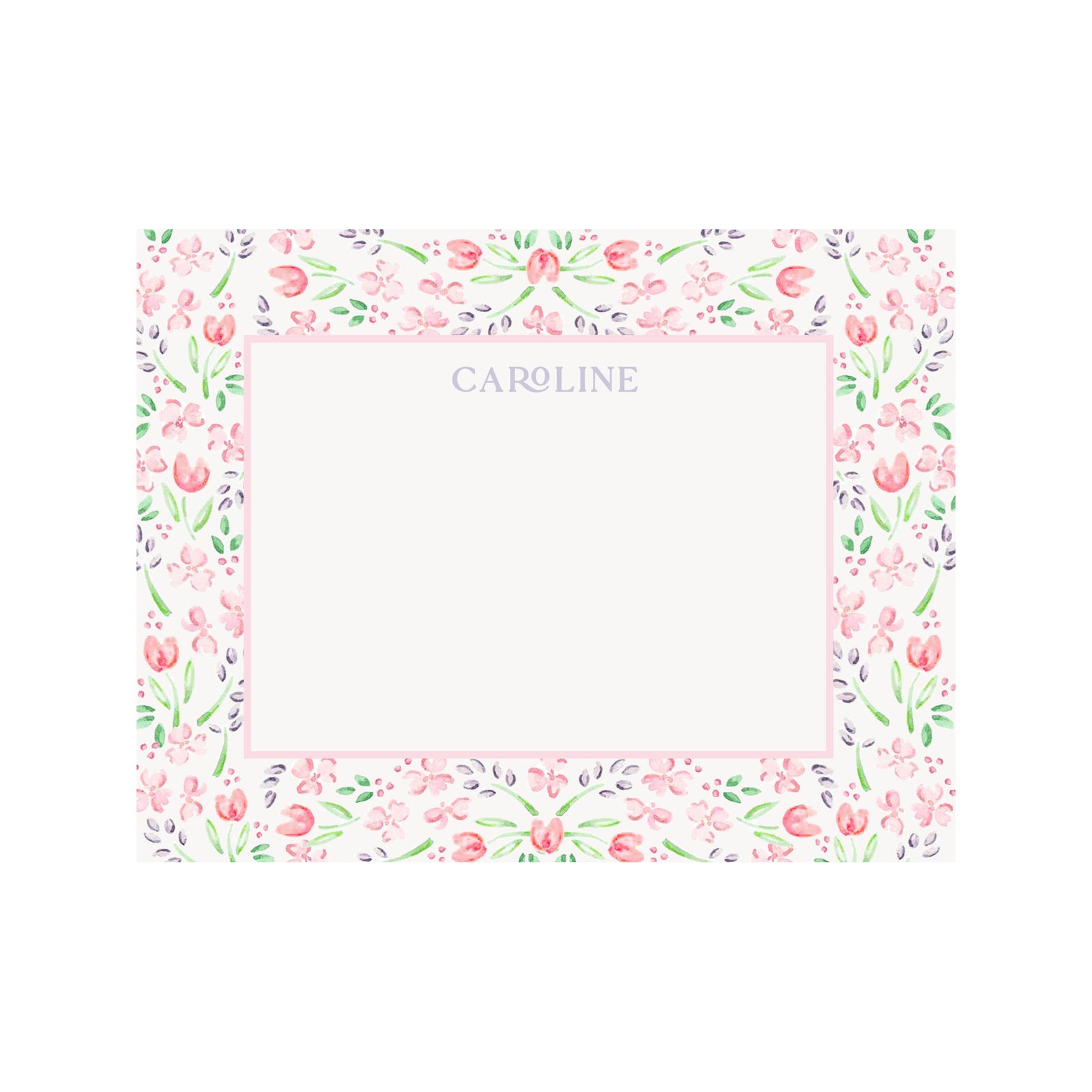 Pastel Floral Border Personalized Stationery