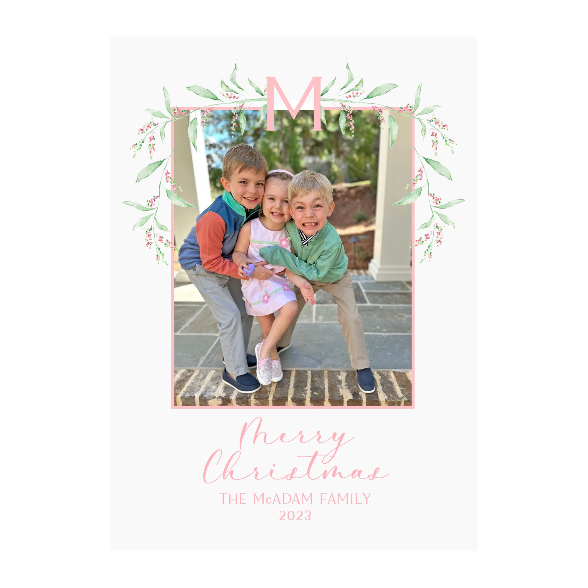 Pastel Swag Garland Holiday Photo Cards