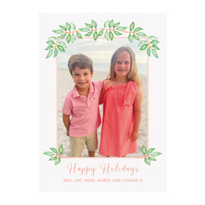 Coral Garland Holiday Photo Cards