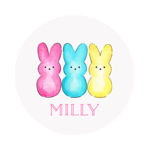 Peeps Bunny Personalized Circular Easter Placecards- PINK