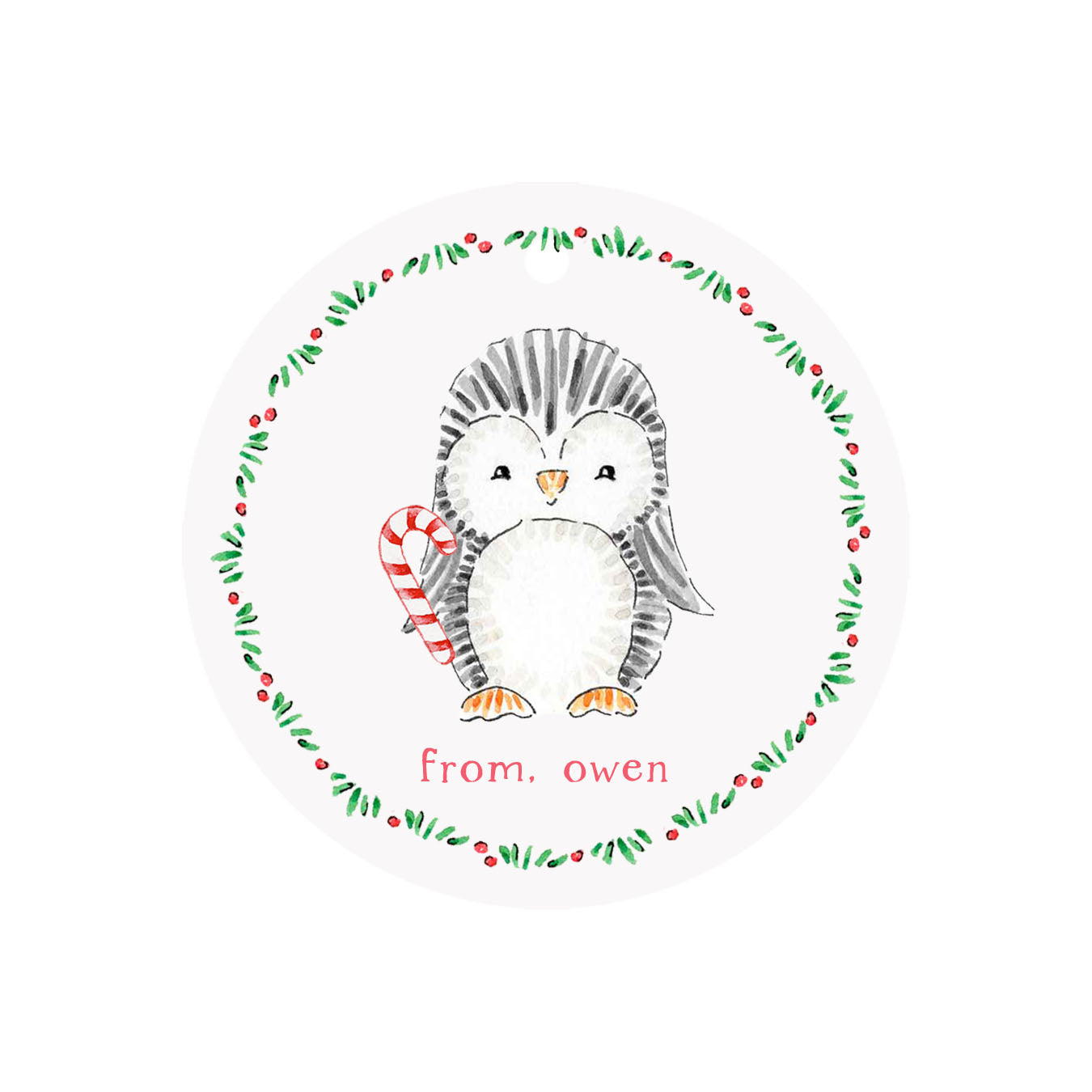 Penguin Circular Gift Tags- Personalized