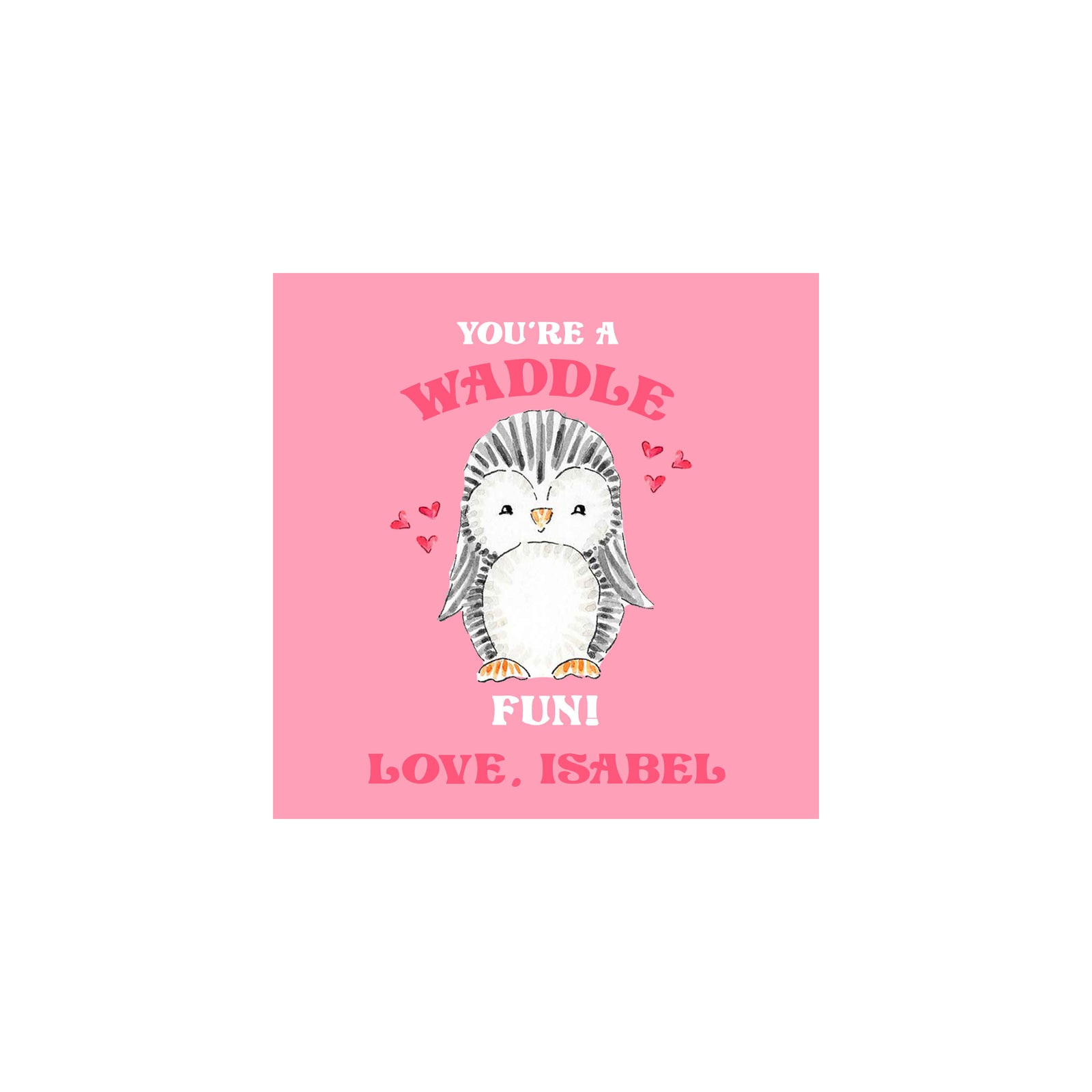 Penguin Valentine Gift Tags & Stickers- Pink