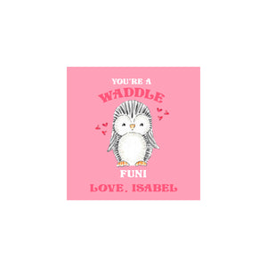 Penguin Valentine Gift Tags & Stickers- Pink