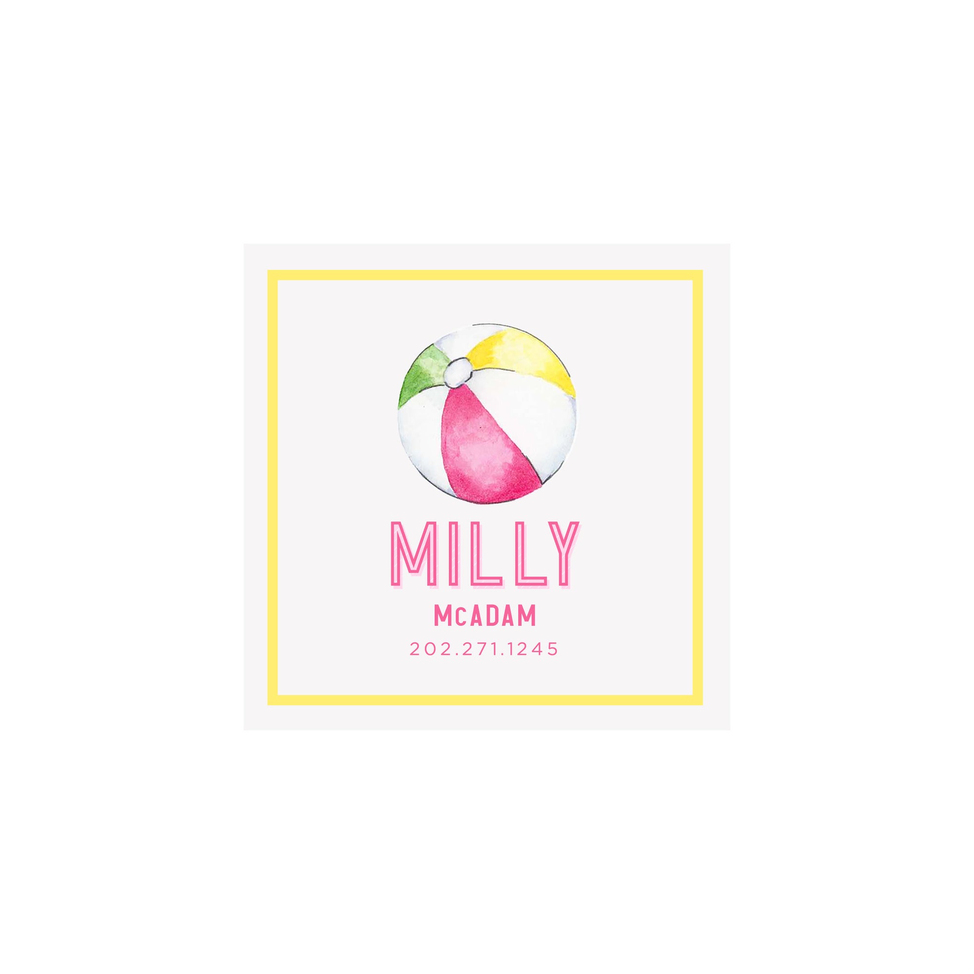 Beach Ball Bag Tags- Pink/Yellow