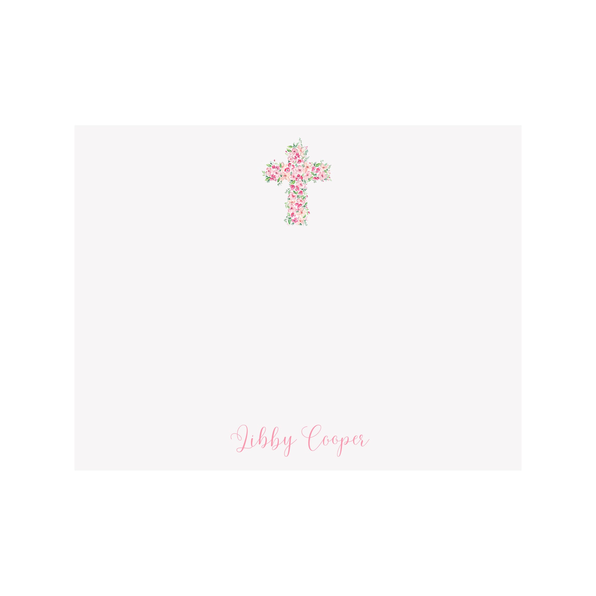 Pink Floral Cross Stationery