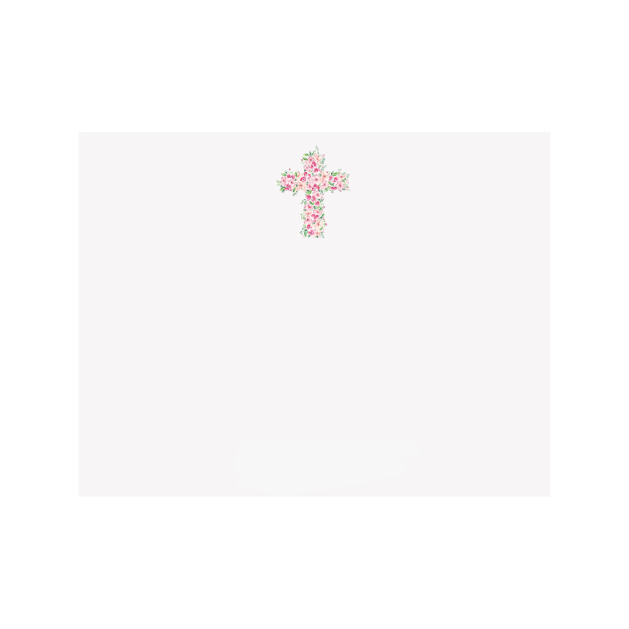 Pink Floral Cross Note Card