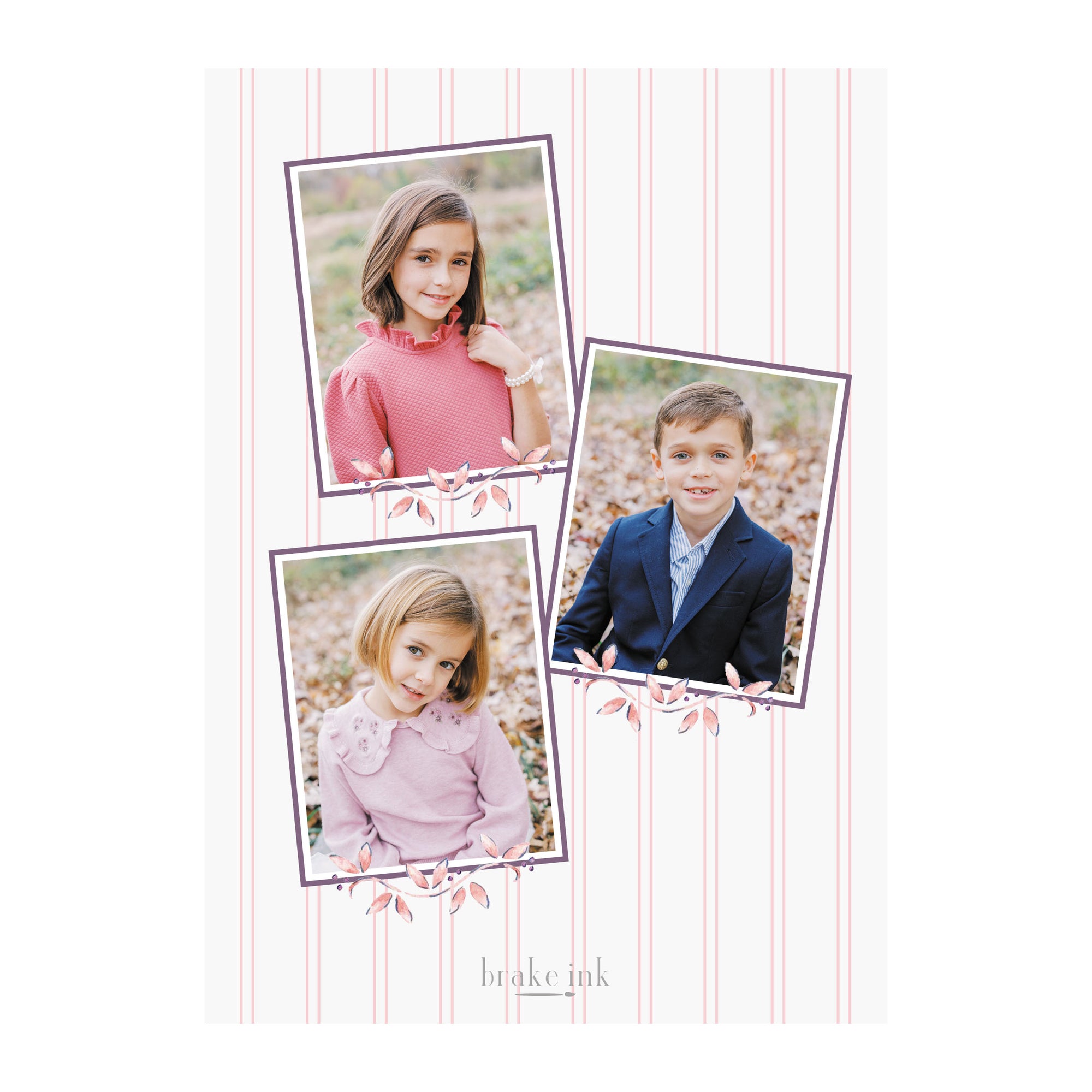 Pink and Plum Garland Holiday Photo Cards2