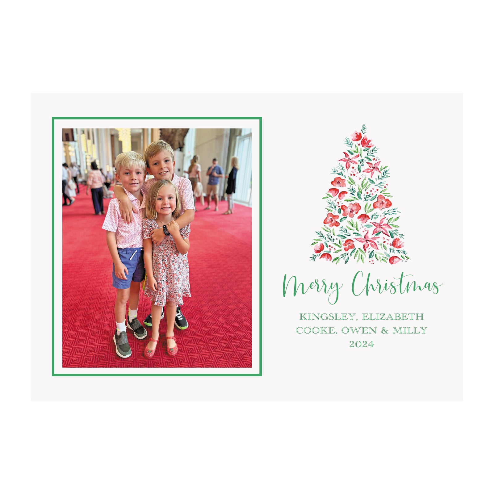 Poinsettia Tree Holiday Photo Cards