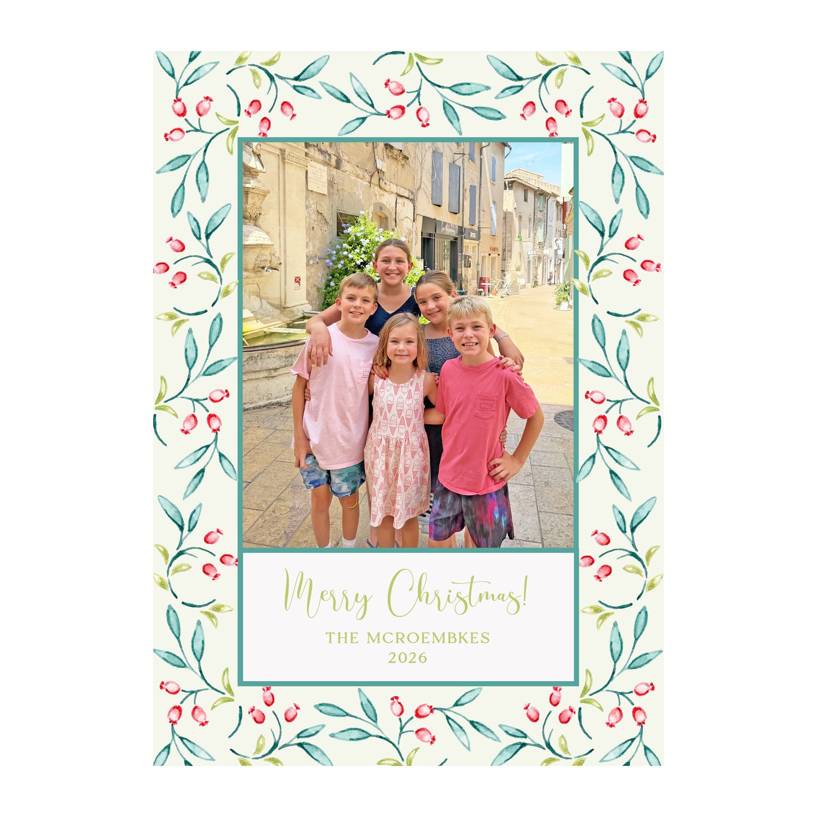 Pomegranate Garland Holiday Photo Cards