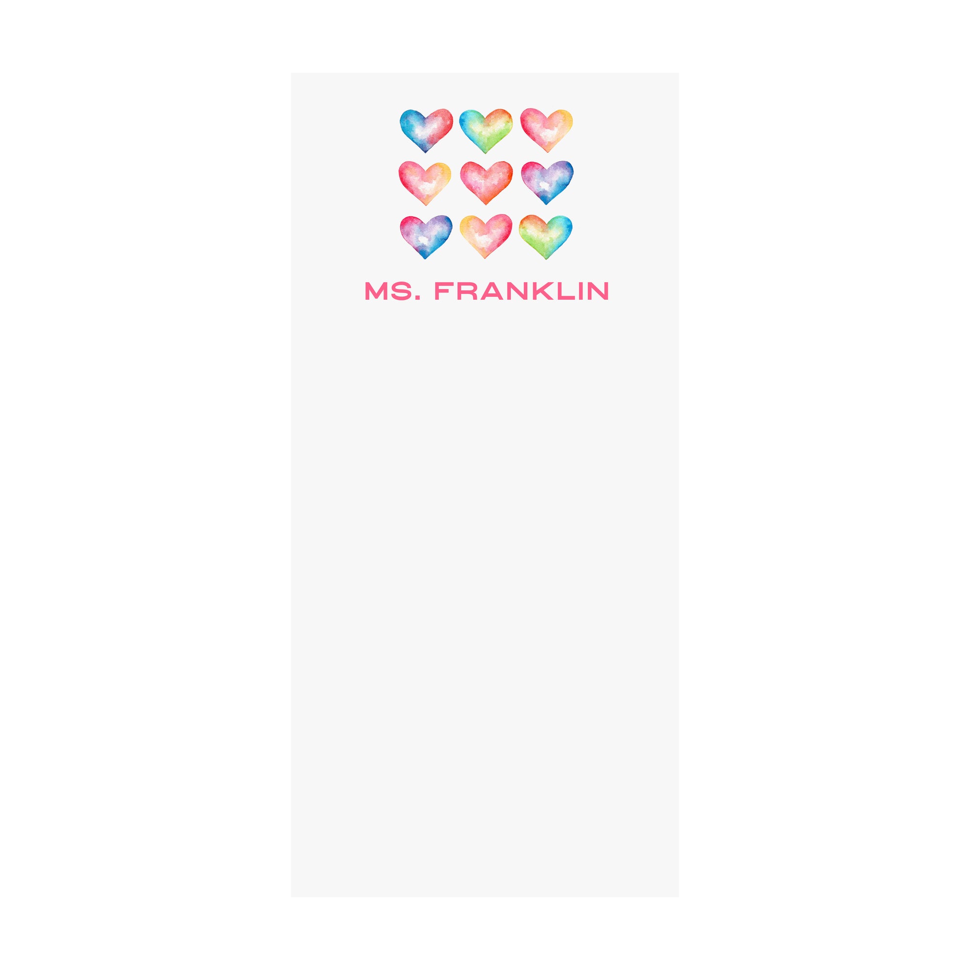 Rainbow Hearts Notepad- Personalized