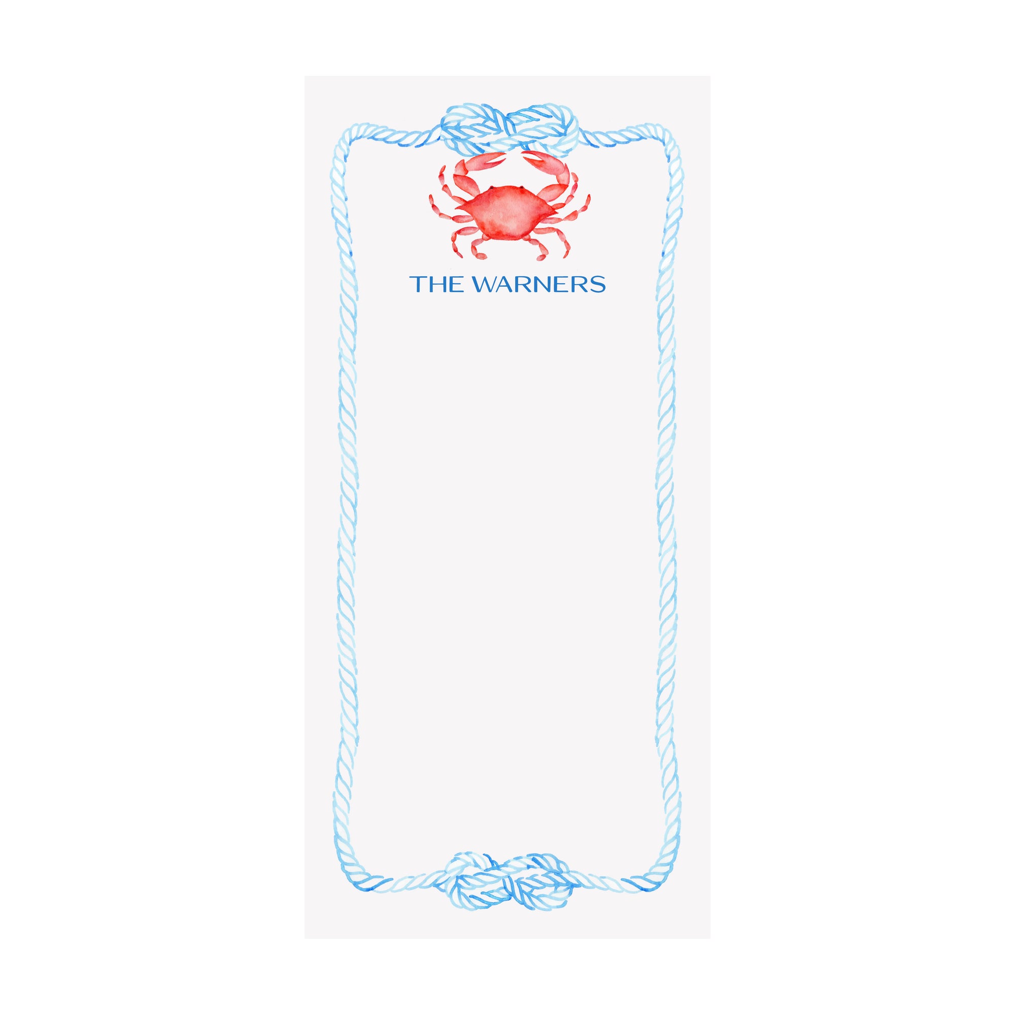 Red Crab Nautical Notepad- Personalized