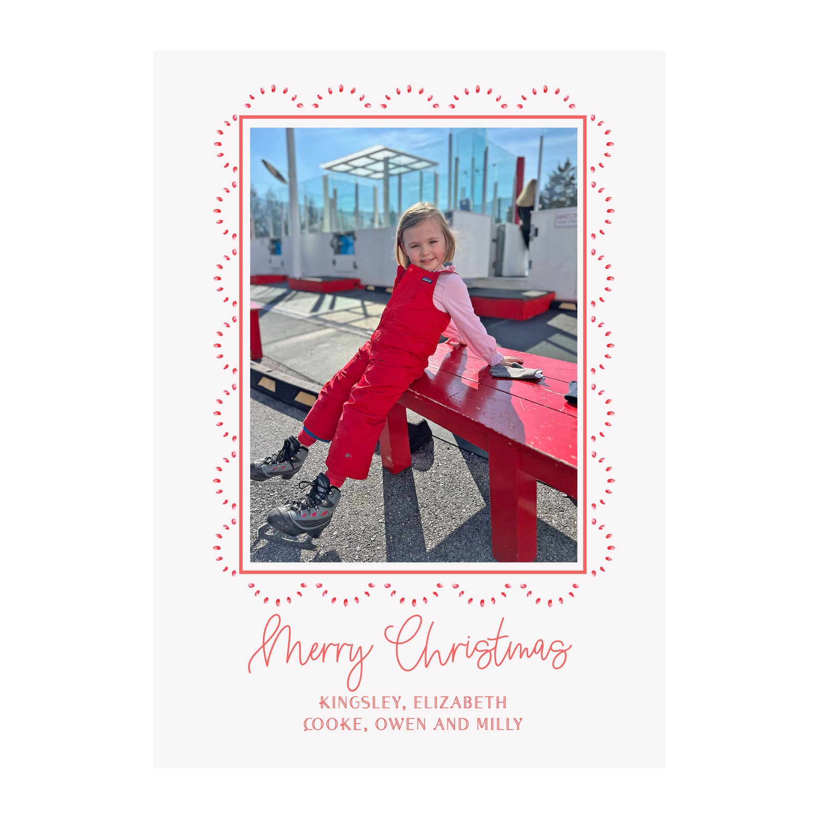 Red Dot Scallop Holiday Photo Cards