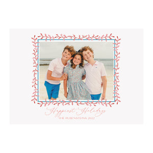 Red Leaf Garland Holiday Photo Card 