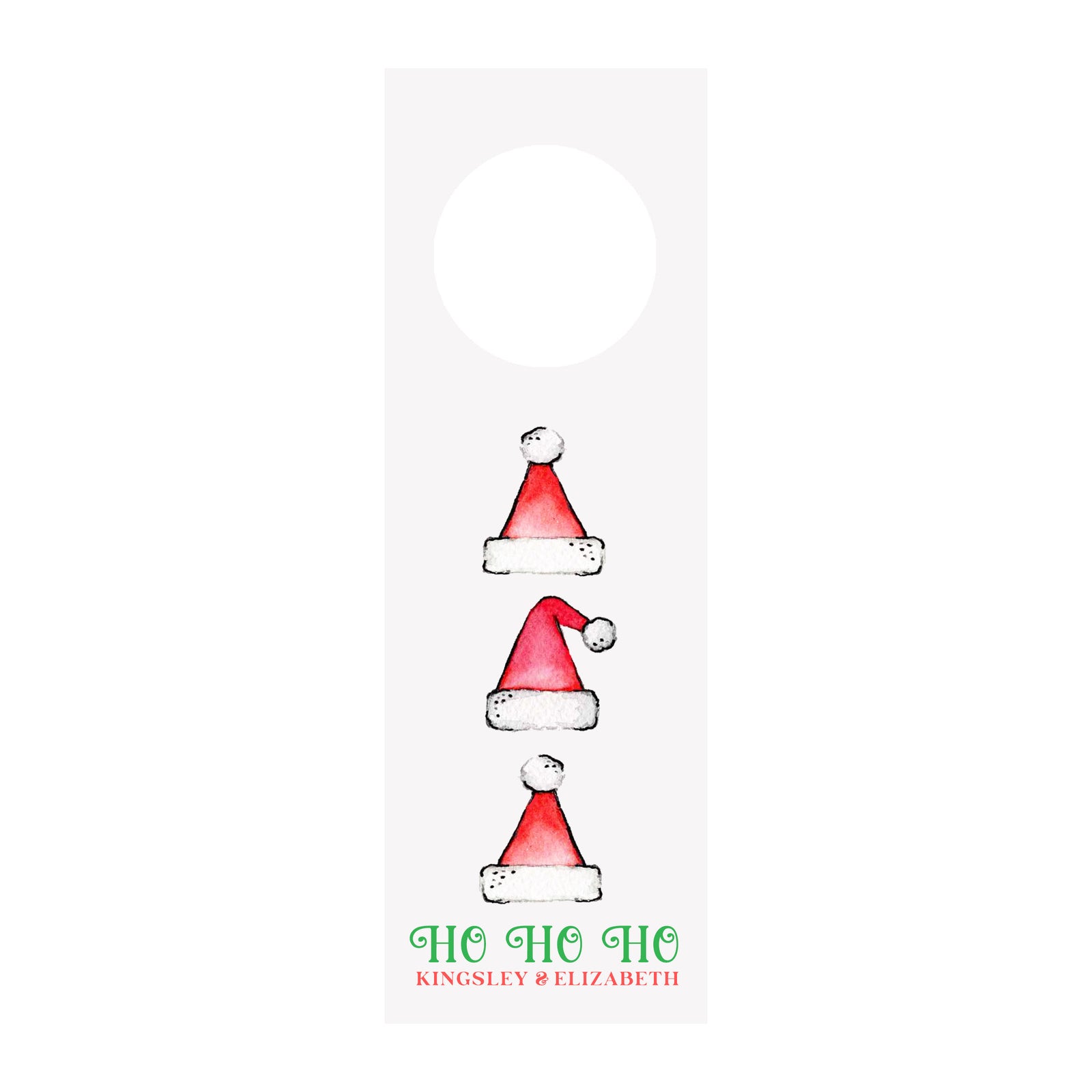 Santa Hats Personalized Wine Tag