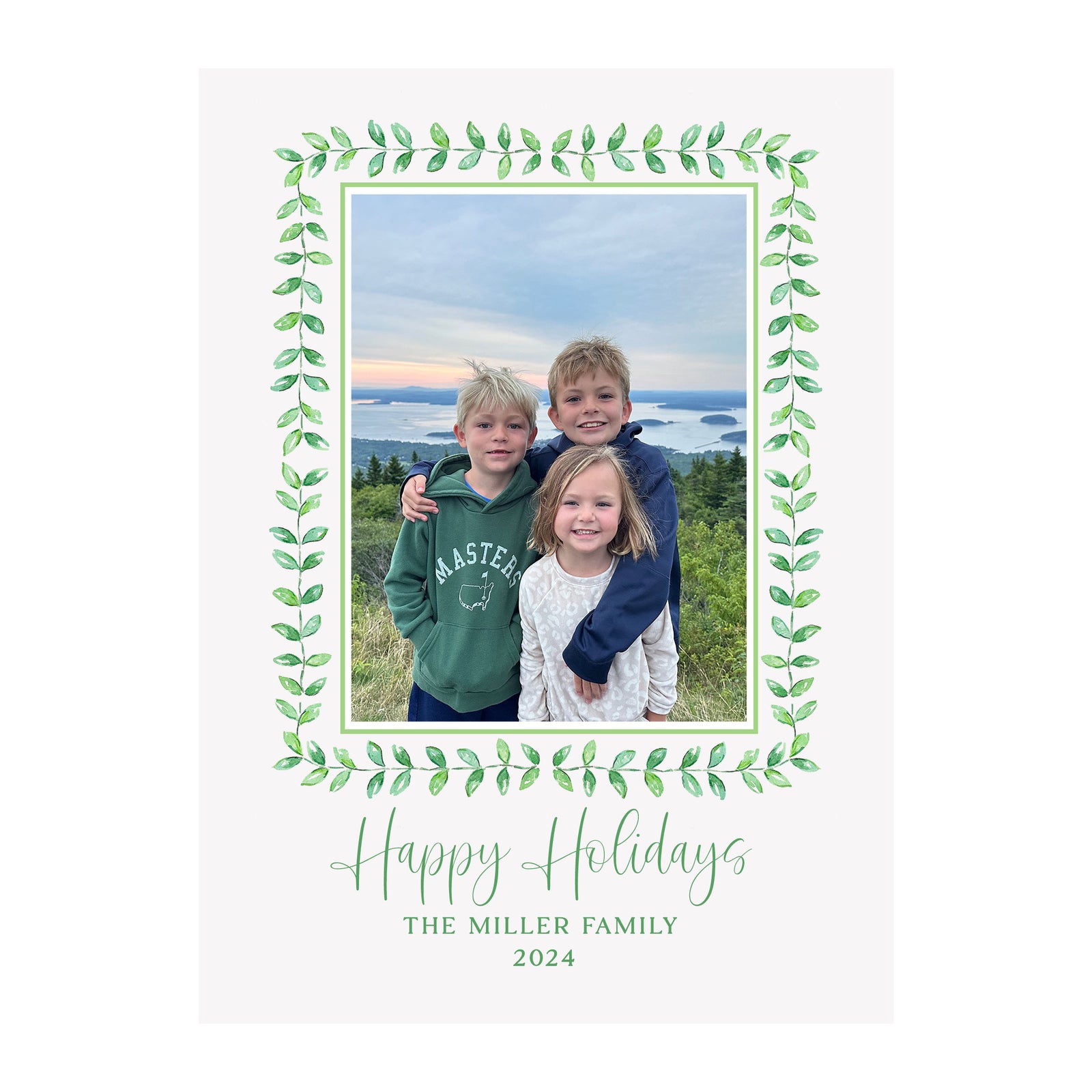 Simple Garland Holiday Photo Cards