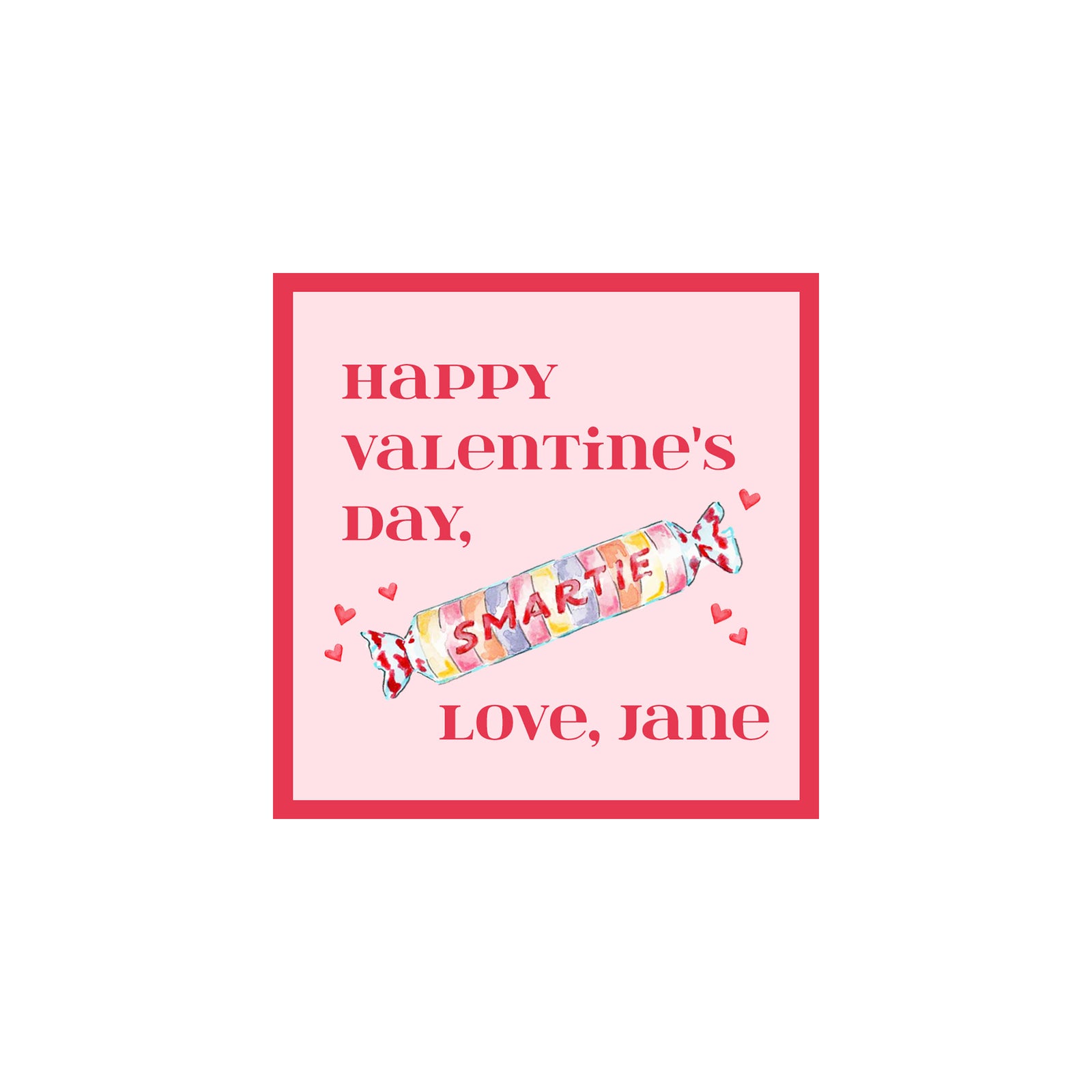 Smarties Candy Valentine Gift Tags & Stickers