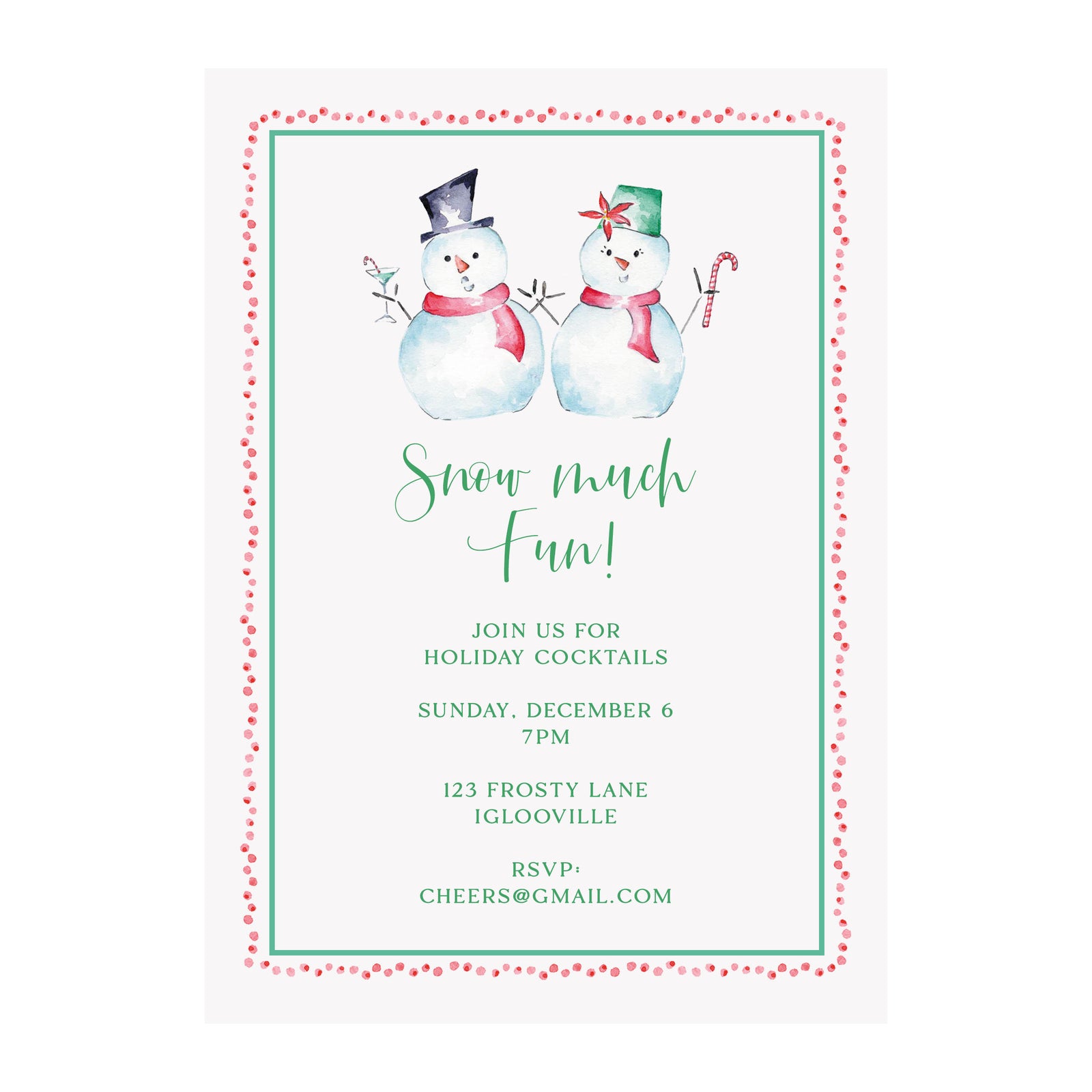 Snowmen Holiday Party Invitation