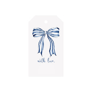 Striped Blue Bow Luggage Gift Tags