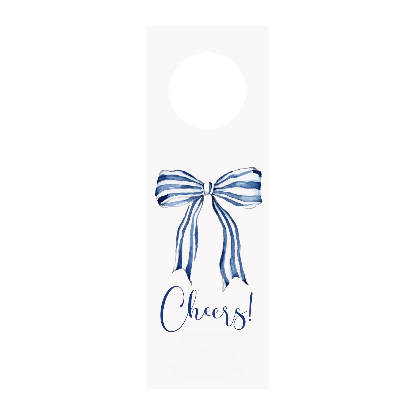 Striped Bow Blue Bottle & Wine Tag